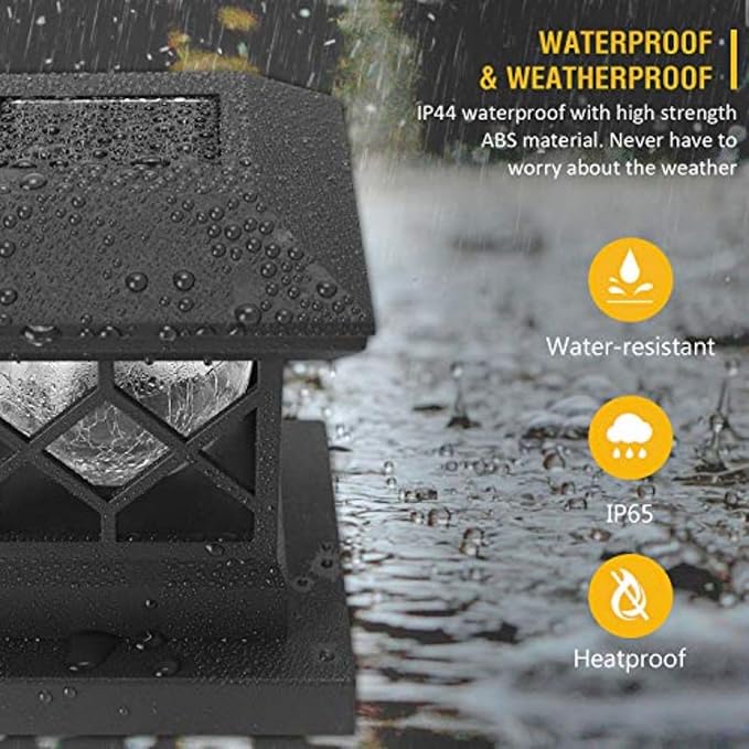 TWINSLUXES Solar Post Cap Lights Outdoor - Waterproof LED Fence Post Solar Lights for 3.5x3.5/4x4/5x5 Wood Posts in Patio, Deck or Garden Decoration 4 Pack