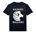 Mens Raising Ballers Soccer Volleyball Dad T-Shirt - Unique Graphic Unisex