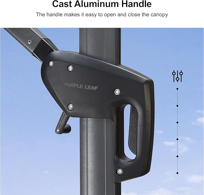 PURPLE LEAF 9 Feet Patio Umbrella with Base Outdoor Cantilever Square Umbrella Aluminum Offset Umbrella with 360-degree Rotation for Garden Deck Pool Patio, Grey