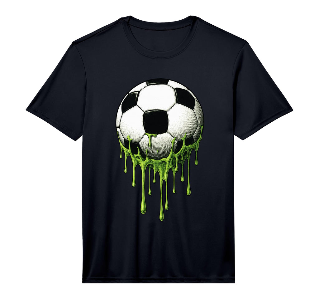 Colorful Green Soccer Drip Sports T-Shirt - Novelty Apparel for Adults