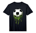 Colorful Green Soccer Drip Sports T-Shirt - Novelty Apparel for Adults