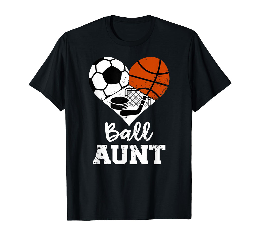 Ball Aunt Heart Funny Soccer T-Shirt - Fun Novelty Design Men Women