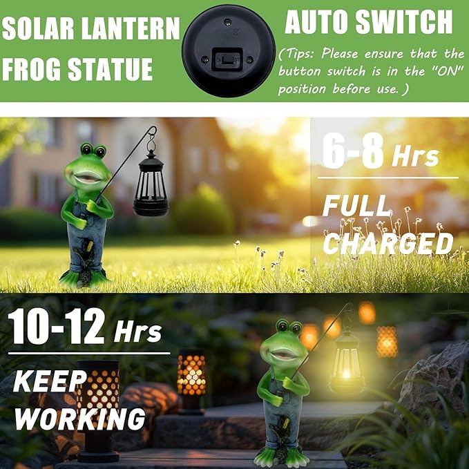 Cute Cowboy Frog Garden Statue for Mom - Unique Outdoor Decor, Waterproof Resin, Perfect for Garden, Yard, Lawn Decoration, Top