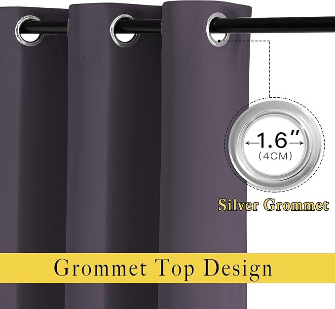 NICETOWN Greyish Purple Doorway Curtains 78 inches Long for Bedroom, Grommet Window Treatment Thermal Insulated Privacy Blackout Curtains & Drapes for Living Room, Set of 2, W52 x L78