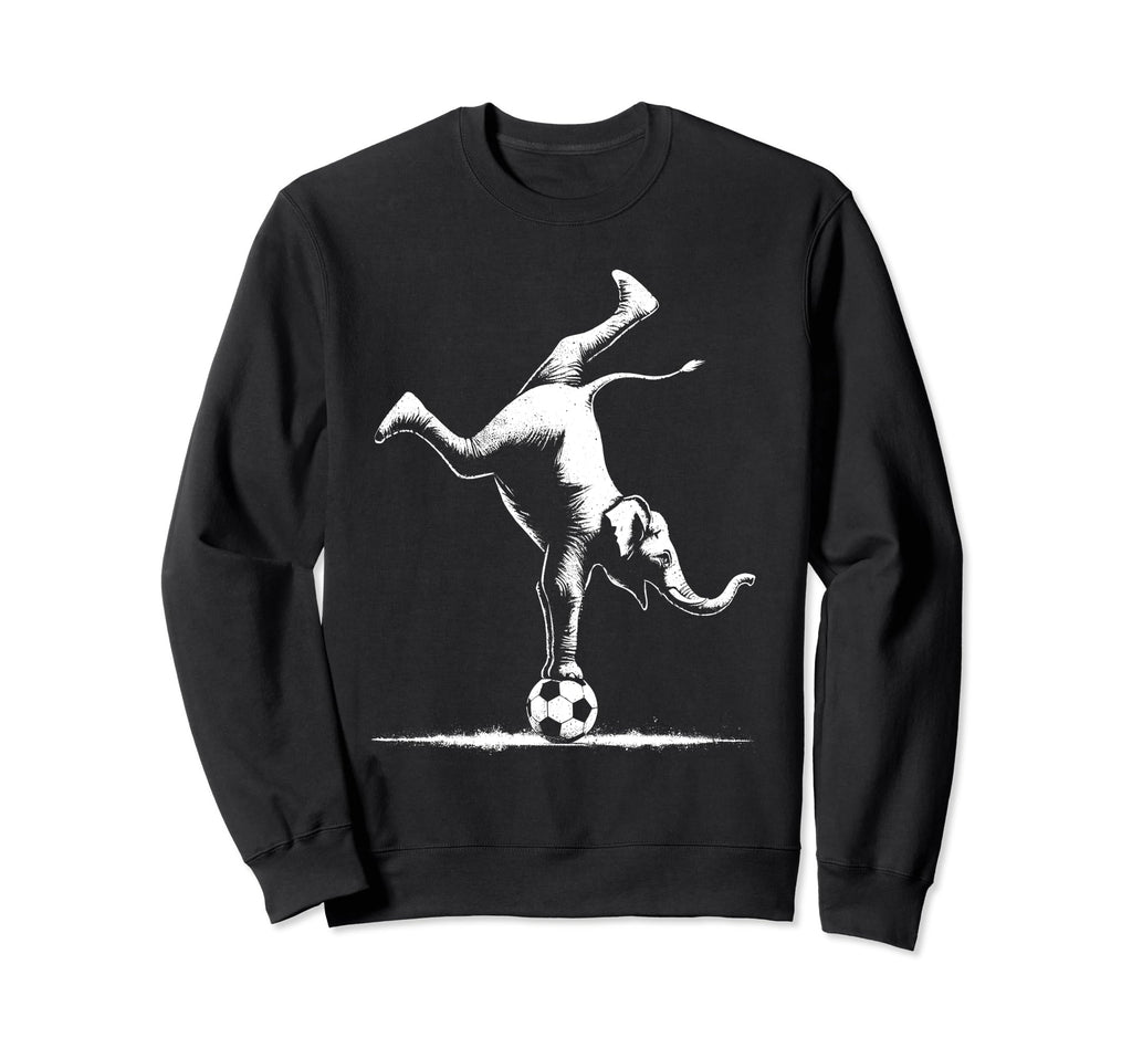 Elephant Handstand Soccer Ball Sweatshirt - Minimalist Print for Adults