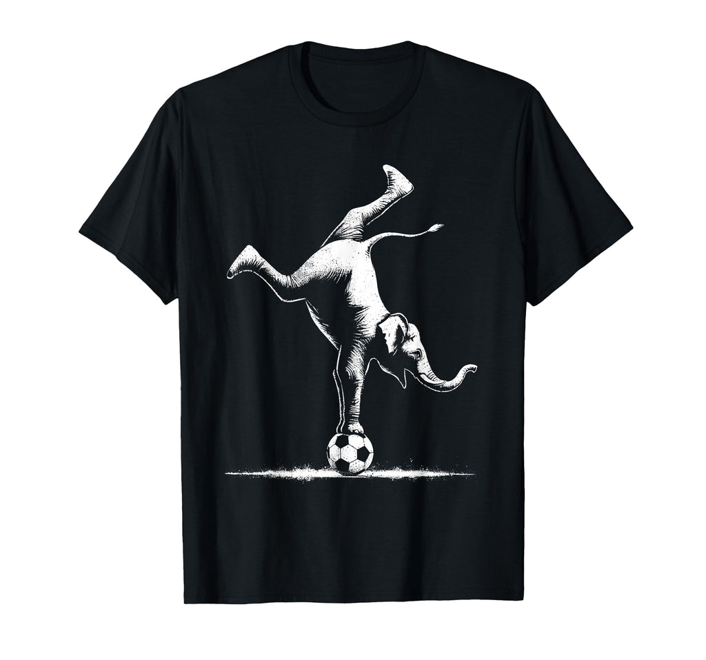 Elephant Handstand Soccer Ball Funny T-Shirt - Streetwear Style for Adults
