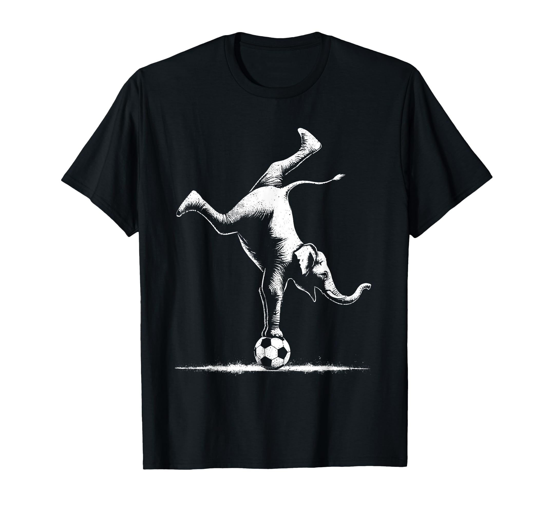 Elephant Handstand Soccer Ball Funny T-Shirt - Streetwear Style for Adults