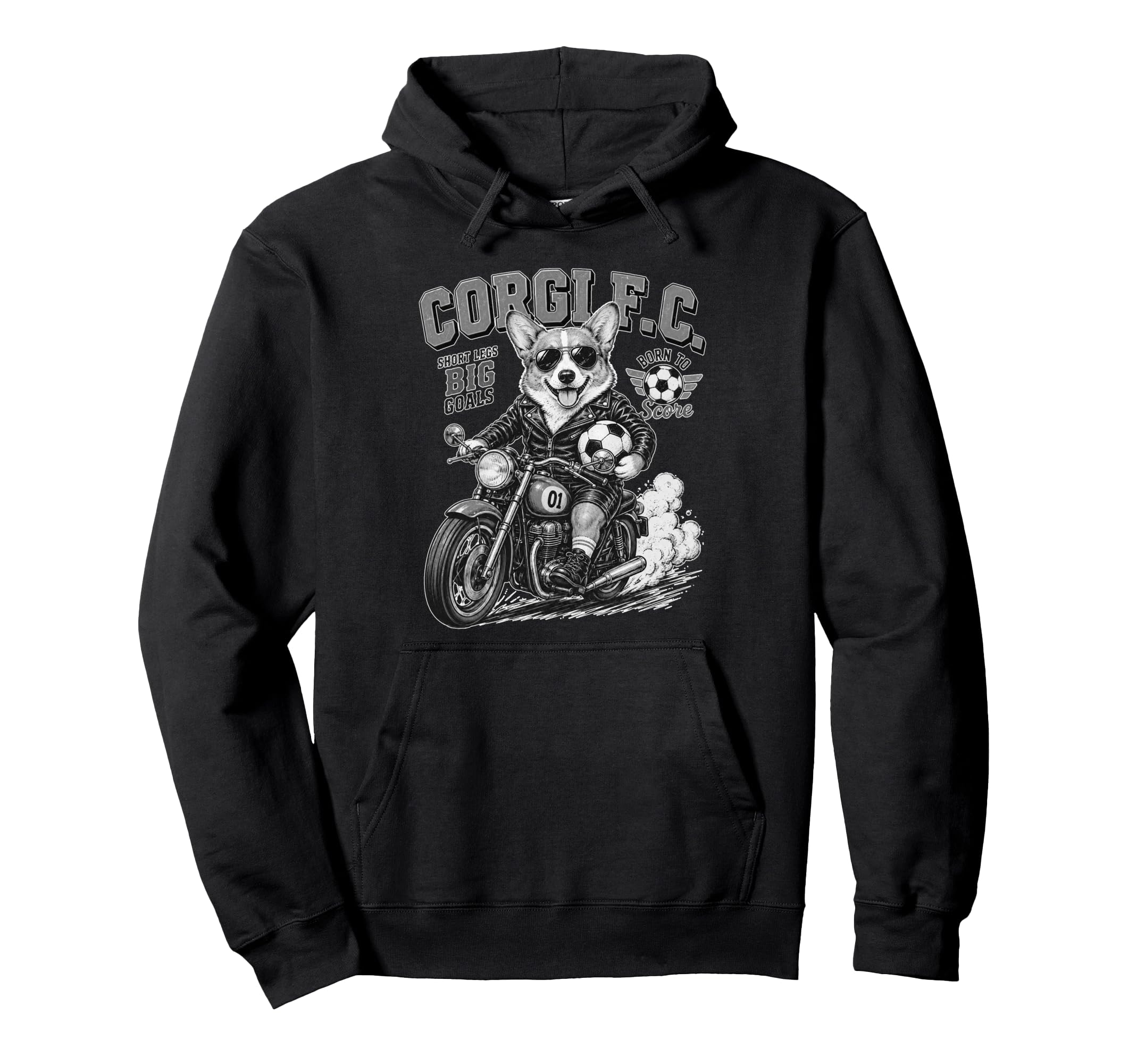 Pembroke Welsh Corgi Motorbike Love Hoodie - Fun Novelty Design Men Women