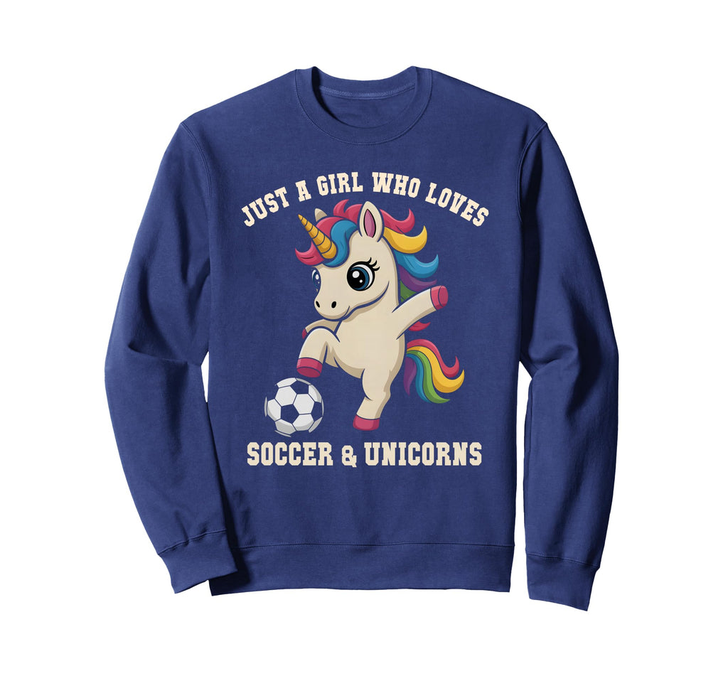 Kawaii Soccer Unicorn Just Who Sweatshirt - Custom Art Print for Adults