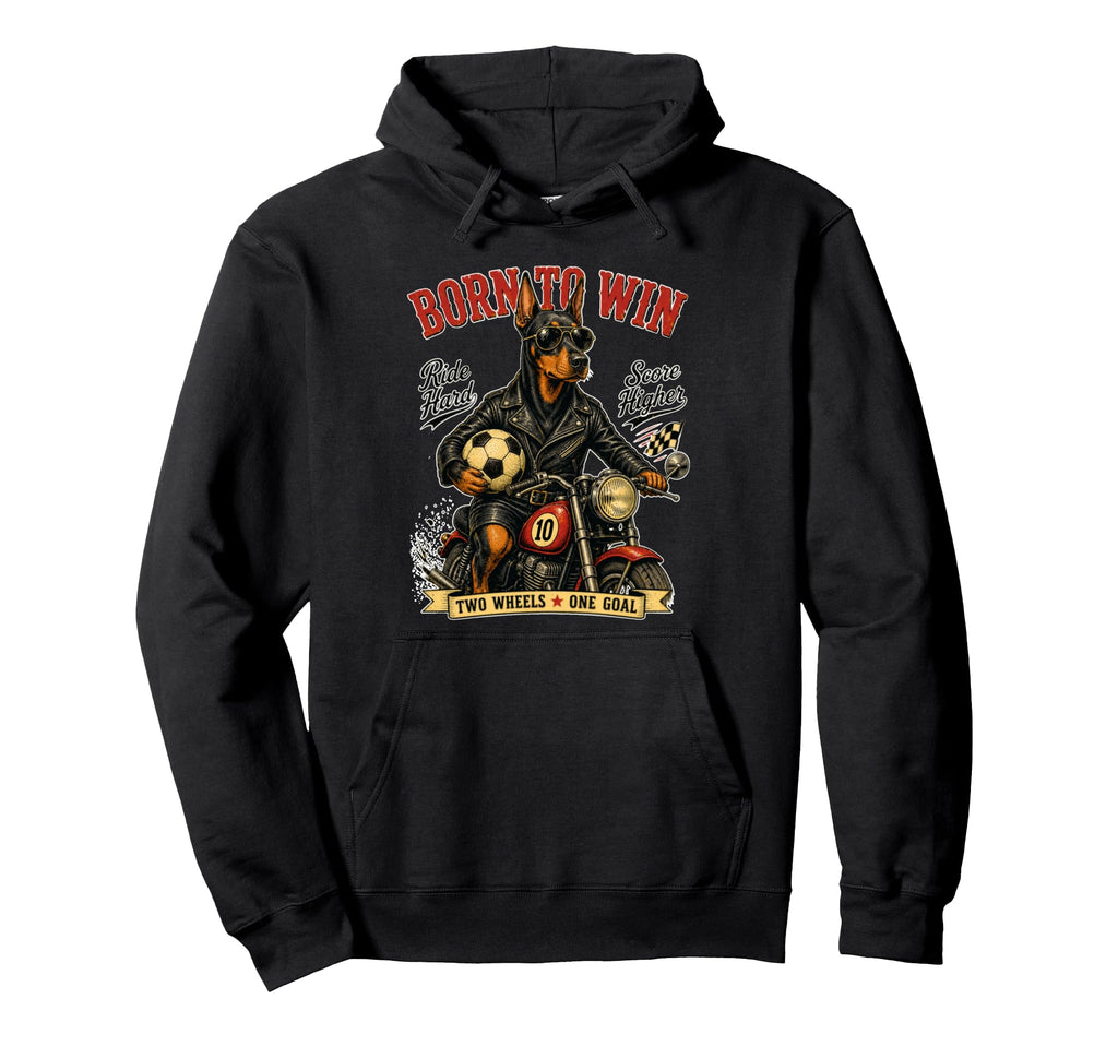 Doberman Pinscher Motorbike Love Footbal Hoodie - Custom Art Print Unisex