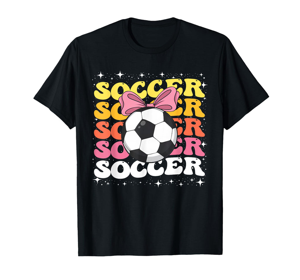 Groovy Soccer Coquette Bow Soccer T-Shirt - Minimalist Print for Adults