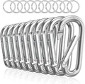 sprookber 3" Aluminum Carabiner D Ring, Caribeener Clips, Spring Snap Hook for Keychain Clip, Set of 10