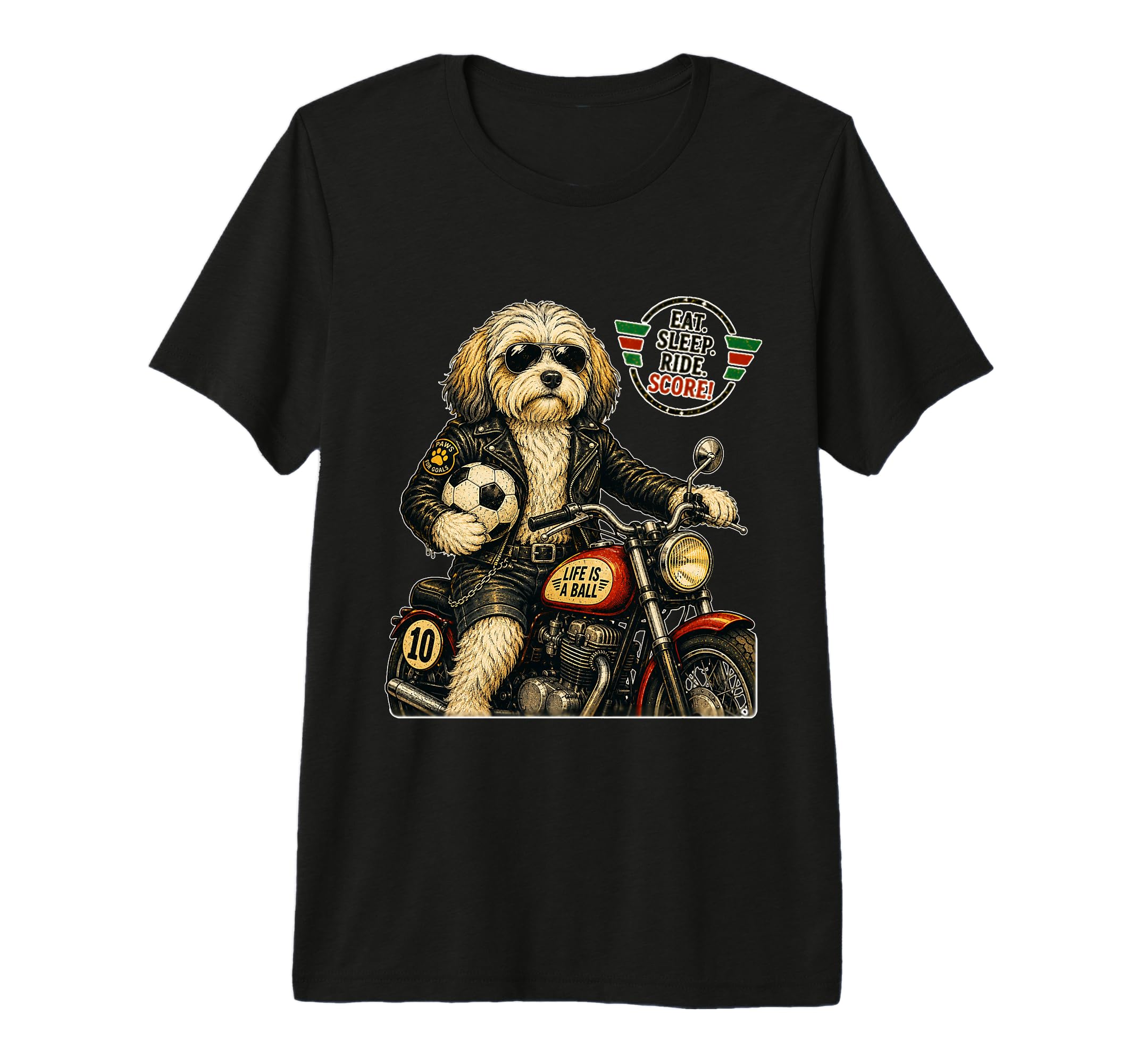 Havanese Motorbike Love Footbal Soccer T-Shirt - Minimalist Print Unisex