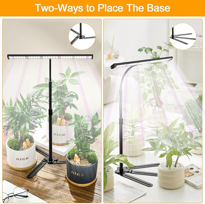 Super-Bright Grow Light for Indoor Plants, 6000K 108LEDs Full Spectrum Plant Lamp with Timer 4/8/12Hrs & Height Extendable for Home Office Desktop Plants, 12V 3A High Power Output for Faster Growth