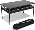 Folding Camping Table, Aluminum Roll-up Table with Storage Net and Carrying Bag, Outdoor Lightweight Camp Table for Picnic, Camping, Beach,Backyard, BBQ, Party, Patio