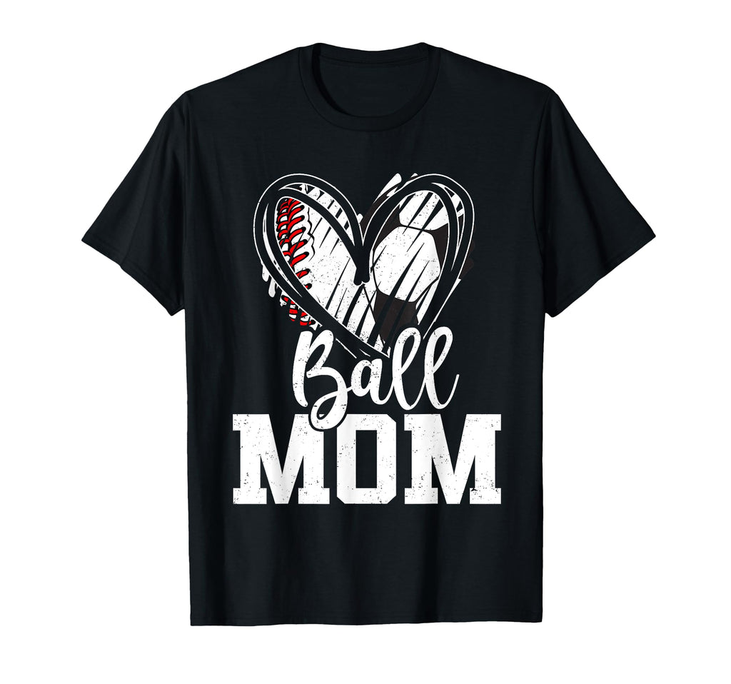 Ball Mom Baseball Soccer Mom Mothers T-Shirt - Unique Graphic for Adults
