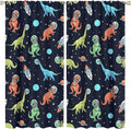 Cartoon Dinosaur Curtains for Kids Boys Girls Home Decor, Astronaut Rocket Funny Outer Space Blackout Rod Pocket Window Drapes for Bedroom Living Room W21xL45in Decor