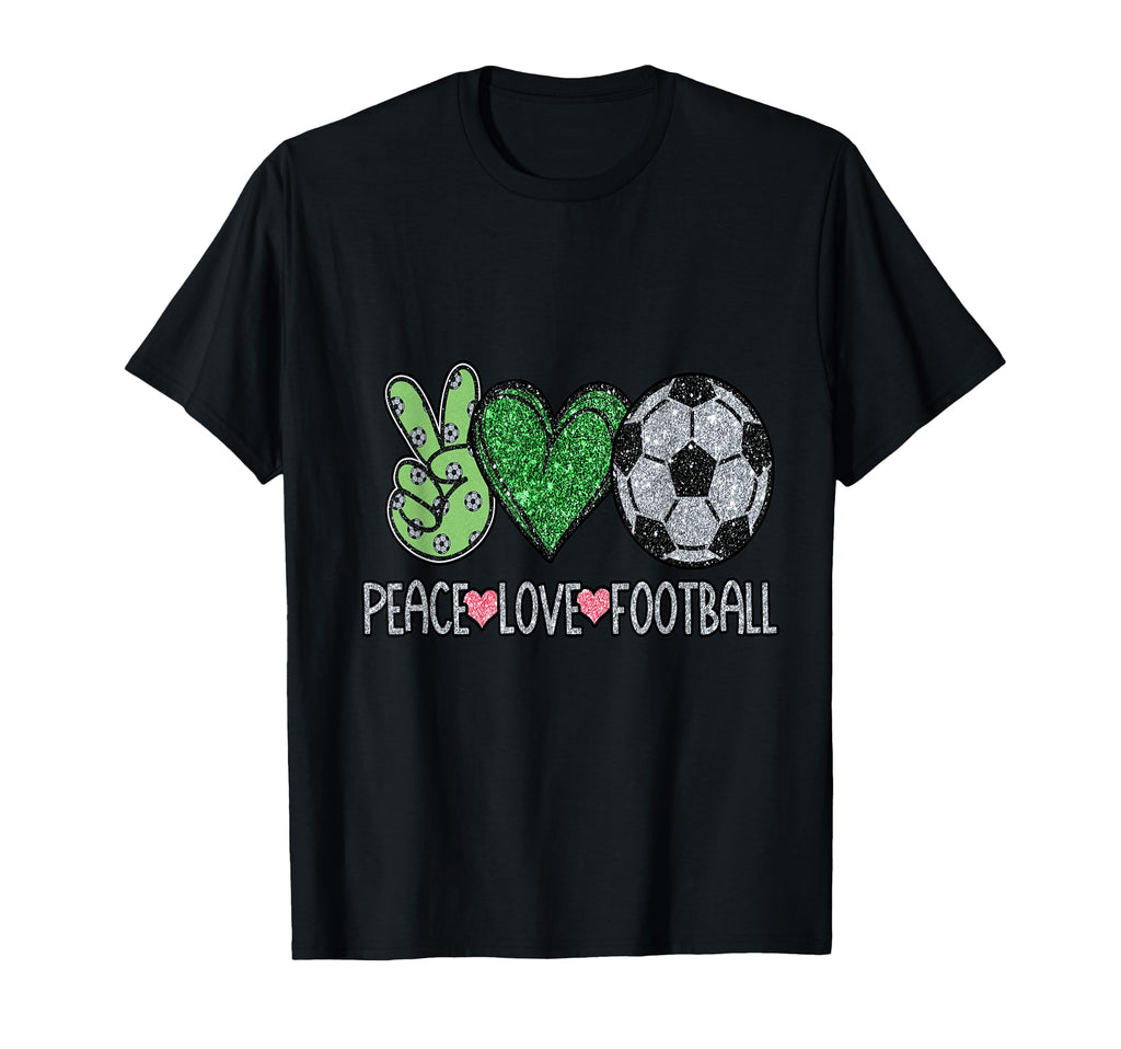 Peace Love Football Soccer Player T-Shirt - Aesthetic Graphic for Adults