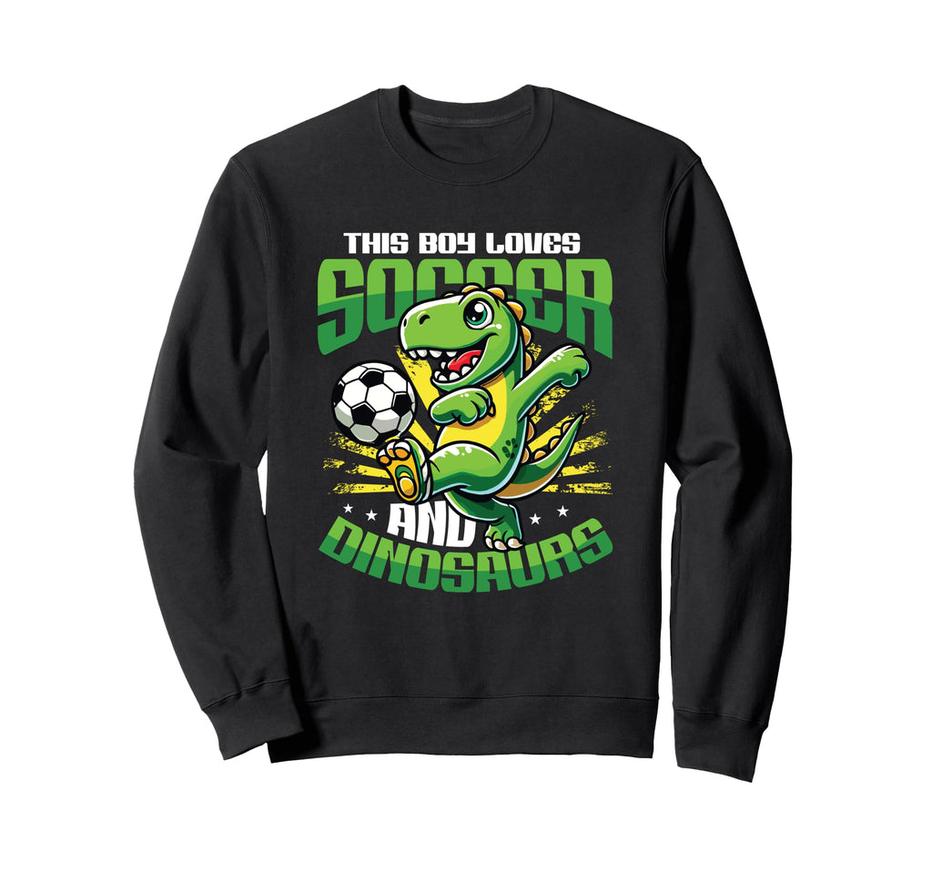 This Loves Soccer And Dinosaurs Sweatshirt - Aesthetic Graphic Unisex