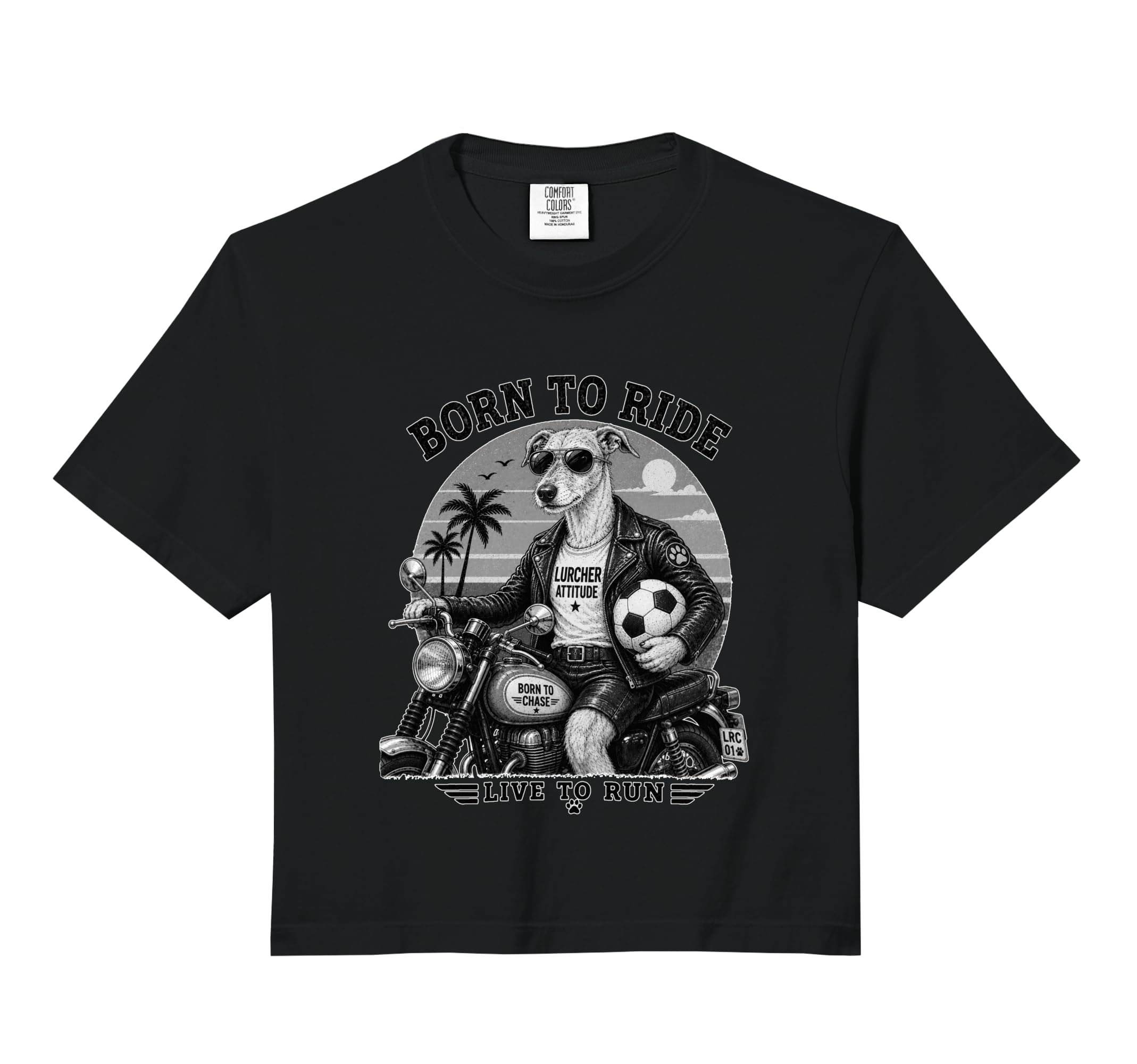 Lurcher Motorbike Love Footbal T-Shirt - Casual Everyday Wear for Adults