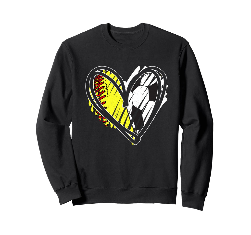 Softball Soccer Ball Heart Love Sweatshirt - Graphic Print Unisex