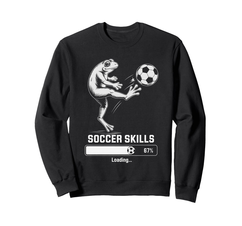Kawaii Frog Soccer Skills Loading Sweatshirt - Novelty Apparel for Adults