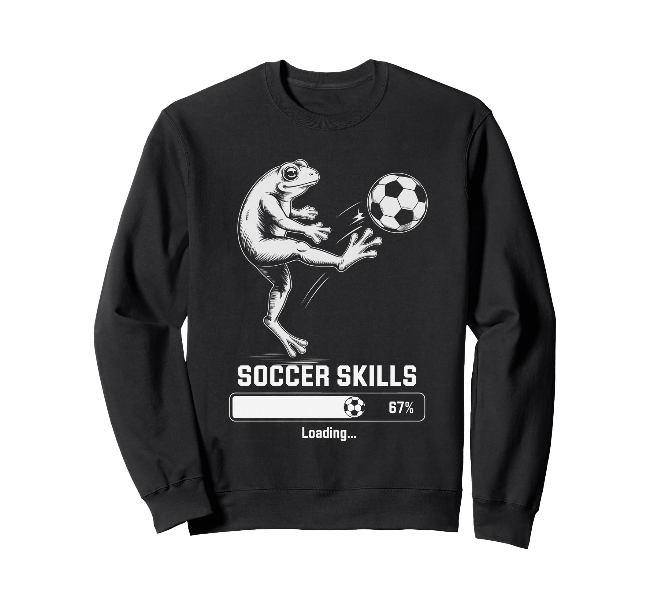 Kawaii Frog Soccer Skills Loading Sweatshirt - Novelty Apparel for Adults