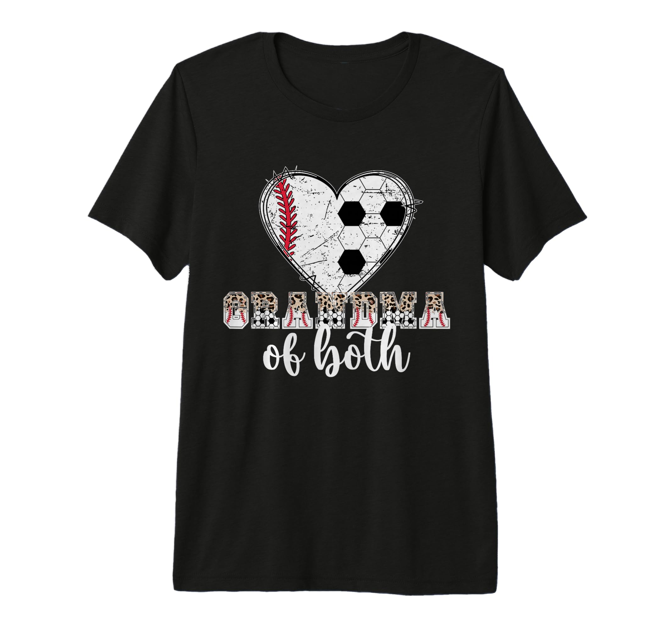 Grandma Both Heart Soccer Baseball T-Shirt - Custom Art Print Unisex