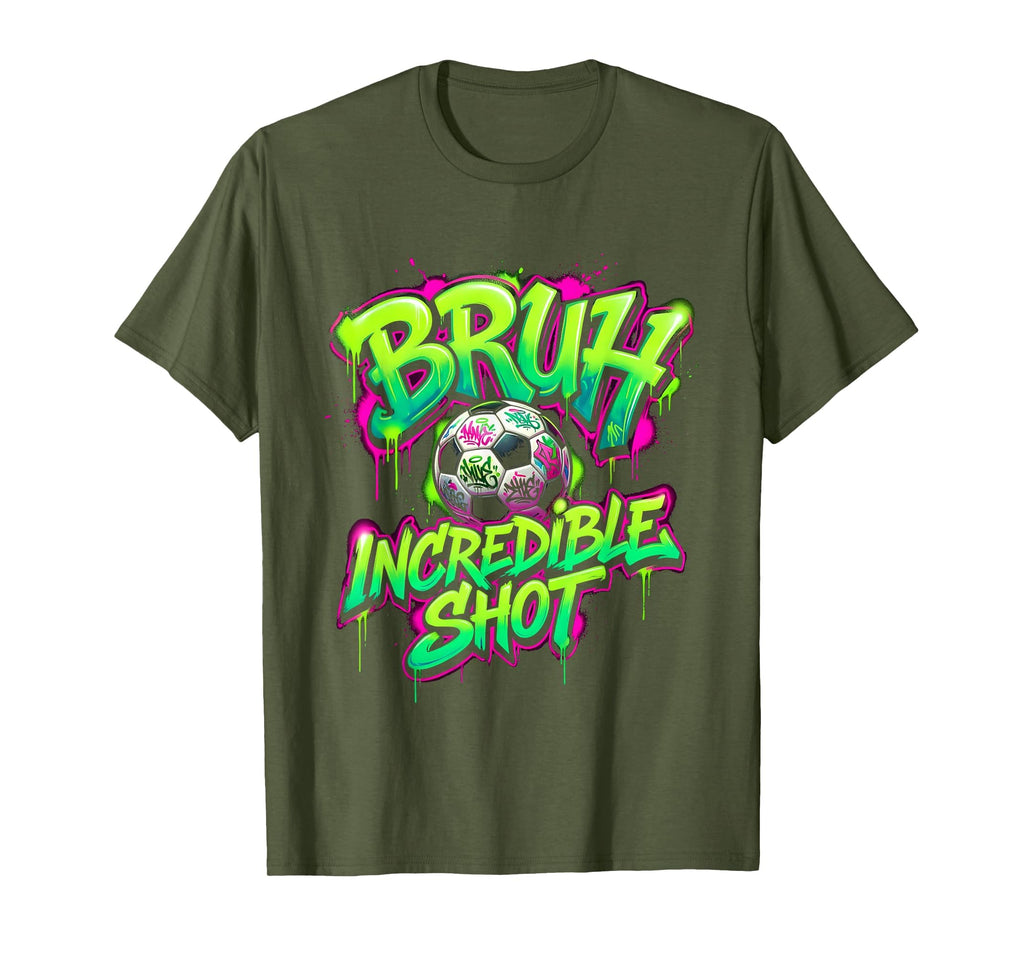 Bruh Incredible Shot Soccer Ball Funny T-Shirt - Novelty Apparel Men Women