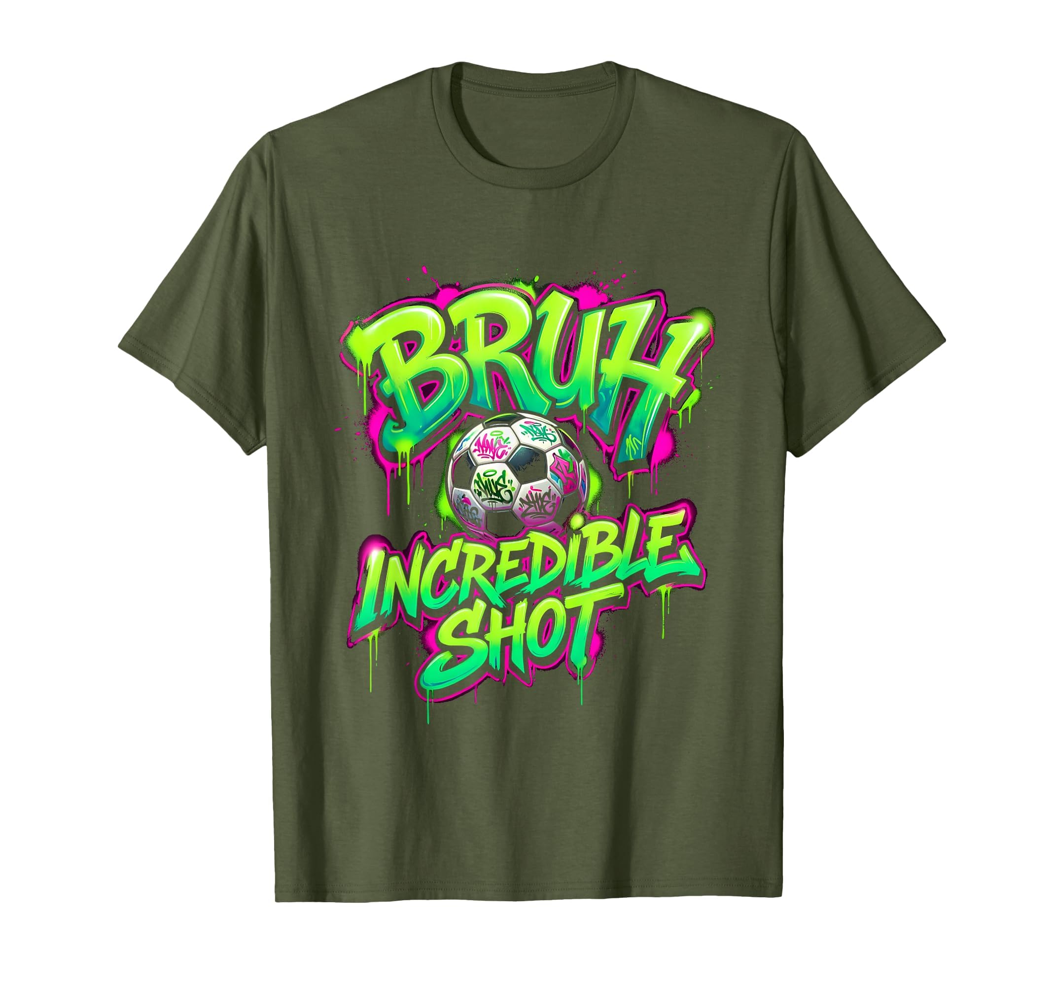 Bruh Incredible Shot Soccer Ball Funny T-Shirt - Novelty Apparel Men Women