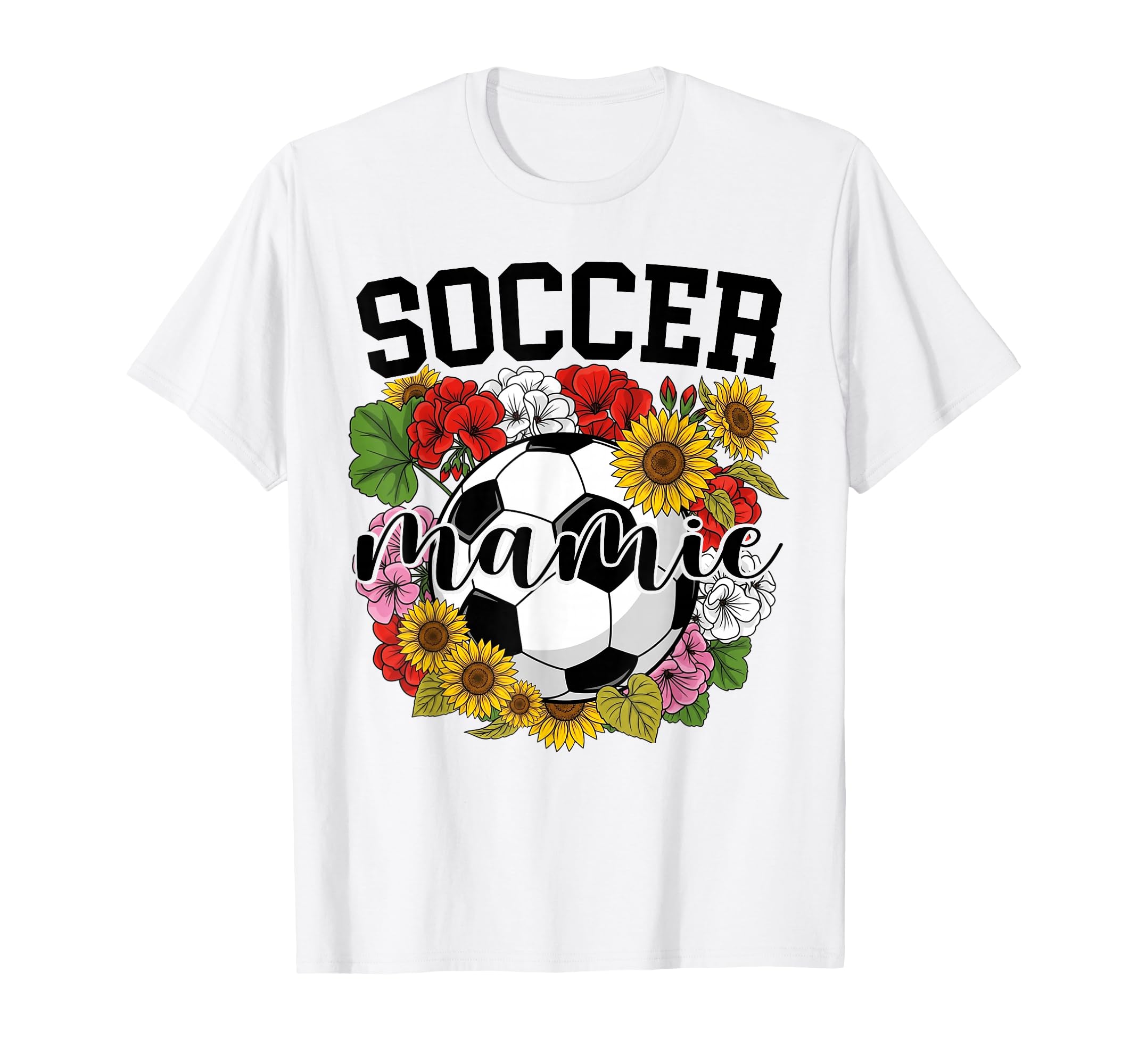 Soccer Mamie Flower Mothers Day T-Shirt - Novelty Apparel for Adults