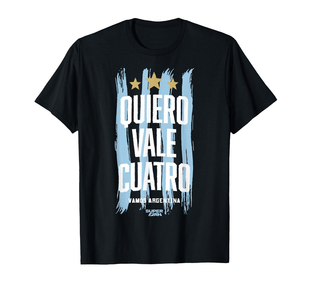 Superfan Argentina I Want Vale Cuatro Soccer T-Shirt - Graphic Print Unisex