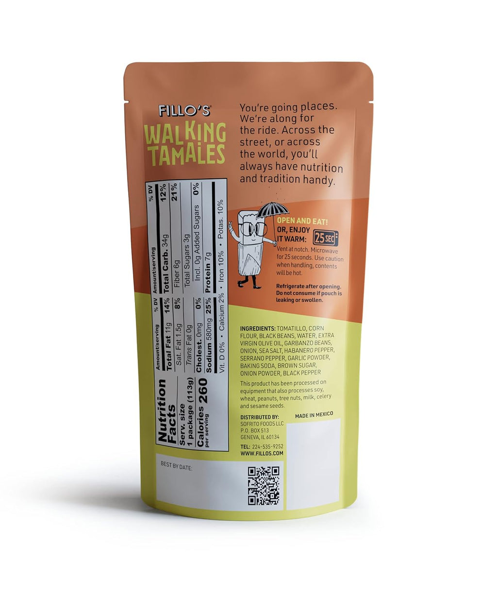 Fillo's Bean & Habanero Tamales, 4 oz., Case of 7