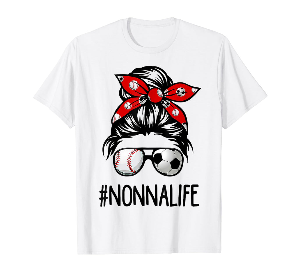 Classy Nonna Life Soccer Messy Bun T-Shirt - Trendy Graphic Unisex