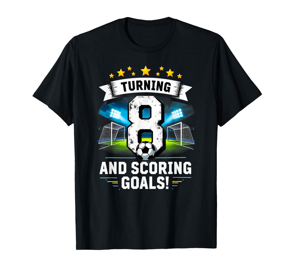 Turning 8 Scoring Goals 8Th T-Shirt - Aesthetic Graphic for Adults