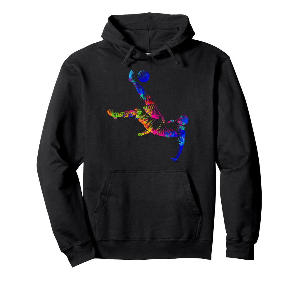 Colorful Soccer Bicycle Kick Splash Hoodie - Fun Novelty Design for Adults