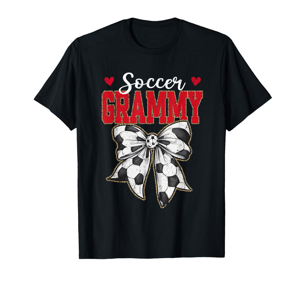 Soccer Grammy Bow Leopard Soccer T-Shirt - Fun Novelty Design for Adults