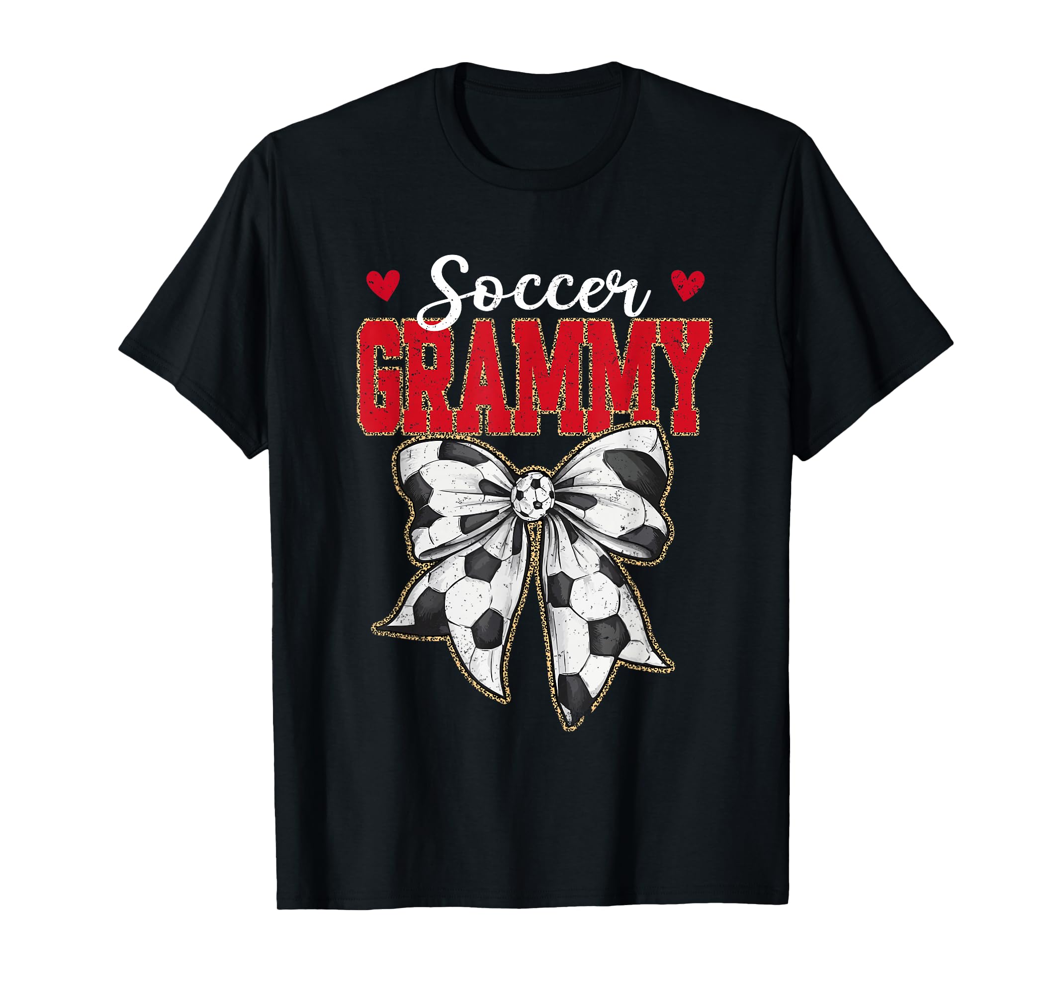 Soccer Grammy Bow Leopard Soccer T-Shirt - Fun Novelty Design for Adults