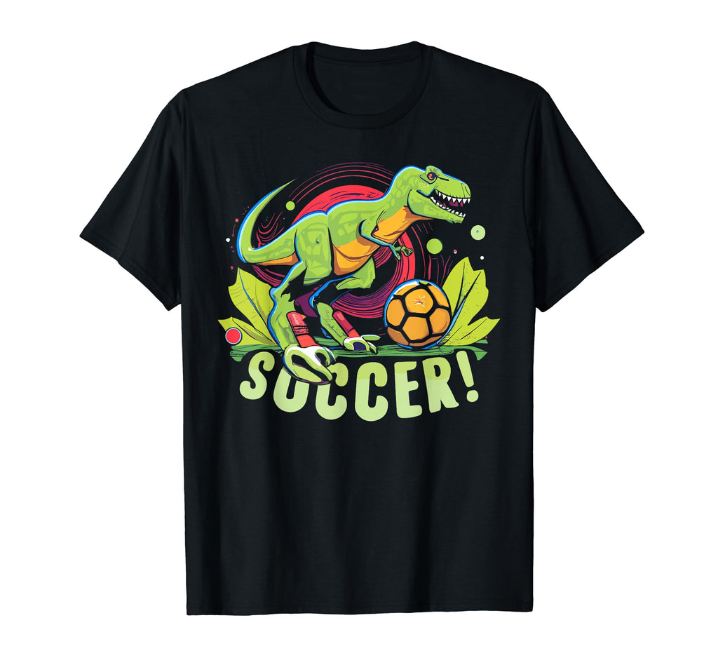 Dinosaur Playing Soccer T-Shirt - Novelty Apparel Unisex