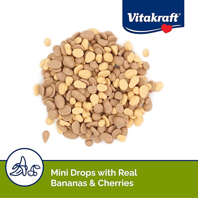 Vitakraft Drops Mini Banana and Cherry Flavor Dwarf Hamster Rat and Mouse Treat 2.5 oz