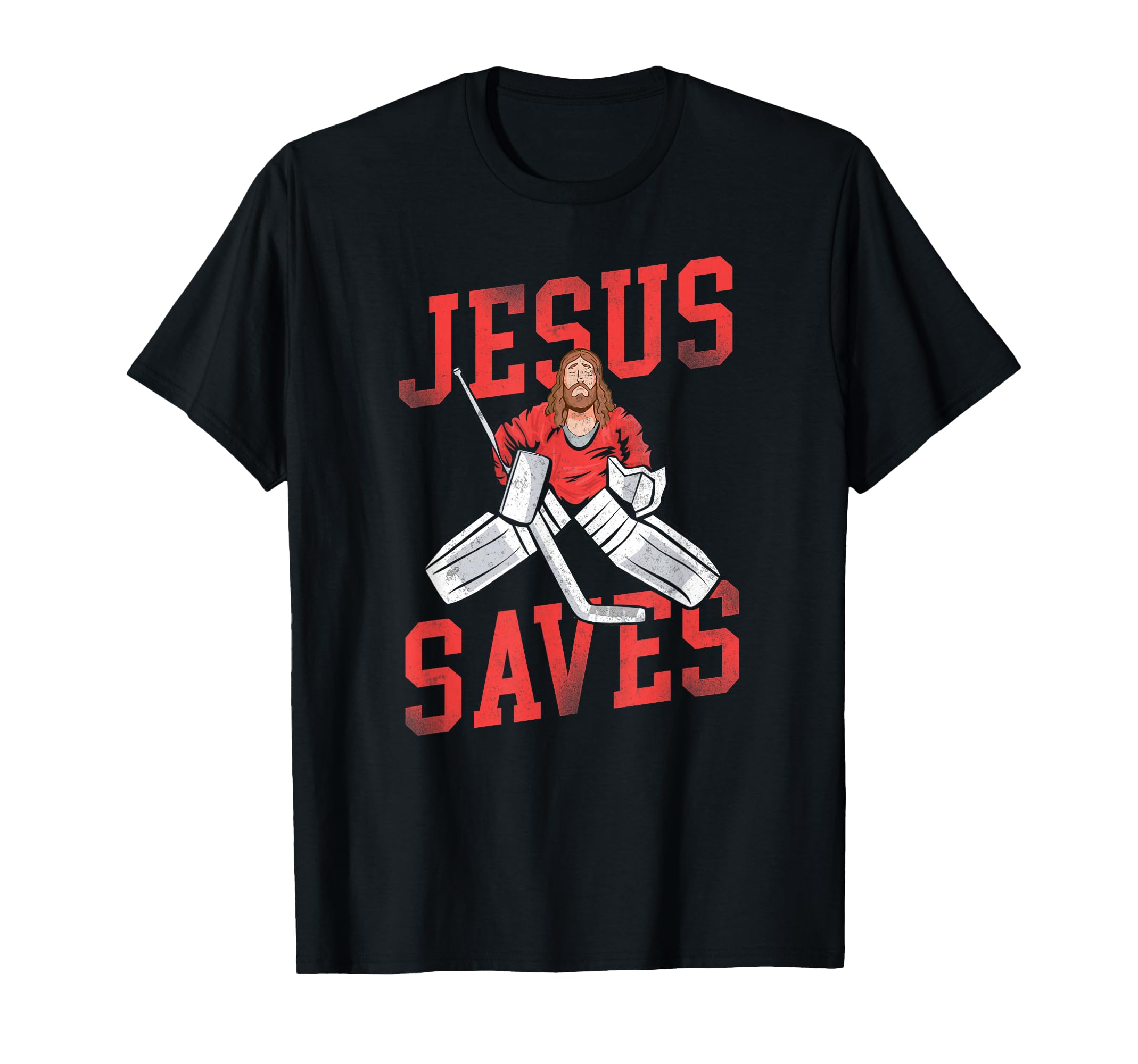 Ice Hockey Goalie Goalkeeper Jesus T-Shirt - Novelty Apparel for Adults