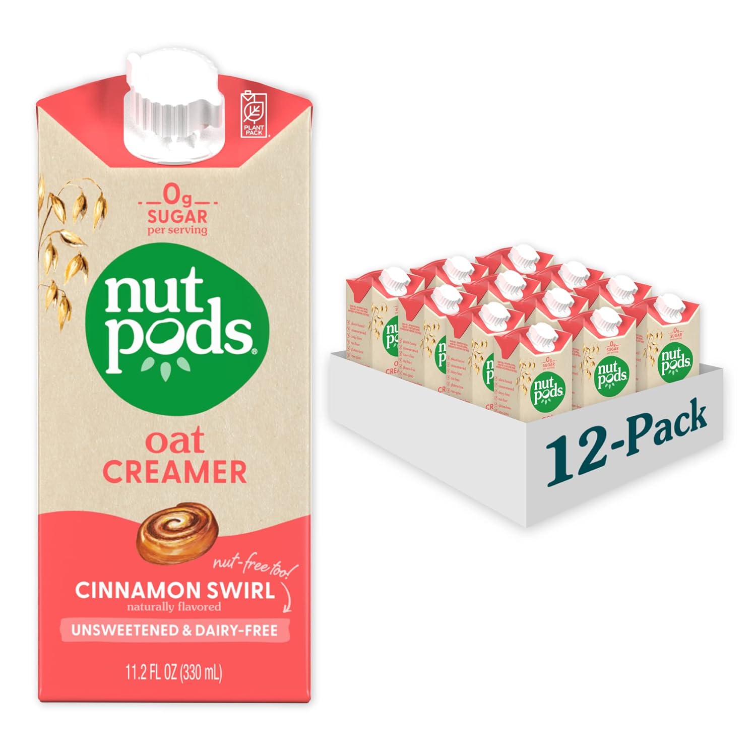 Nutpods Cinnamon Swirl Oat Creamer, 11.2 Fl Oz (Pack of 12)
