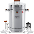 Charcoal Grills - Basic 25 lbs - Stainless Steel Smoker Grill 3-in-1 for Cooking & Home BBQ - Portable Vertical Smoker Barrel for Outdoor & Camping - Meat Grill with Thermometer & Accessories