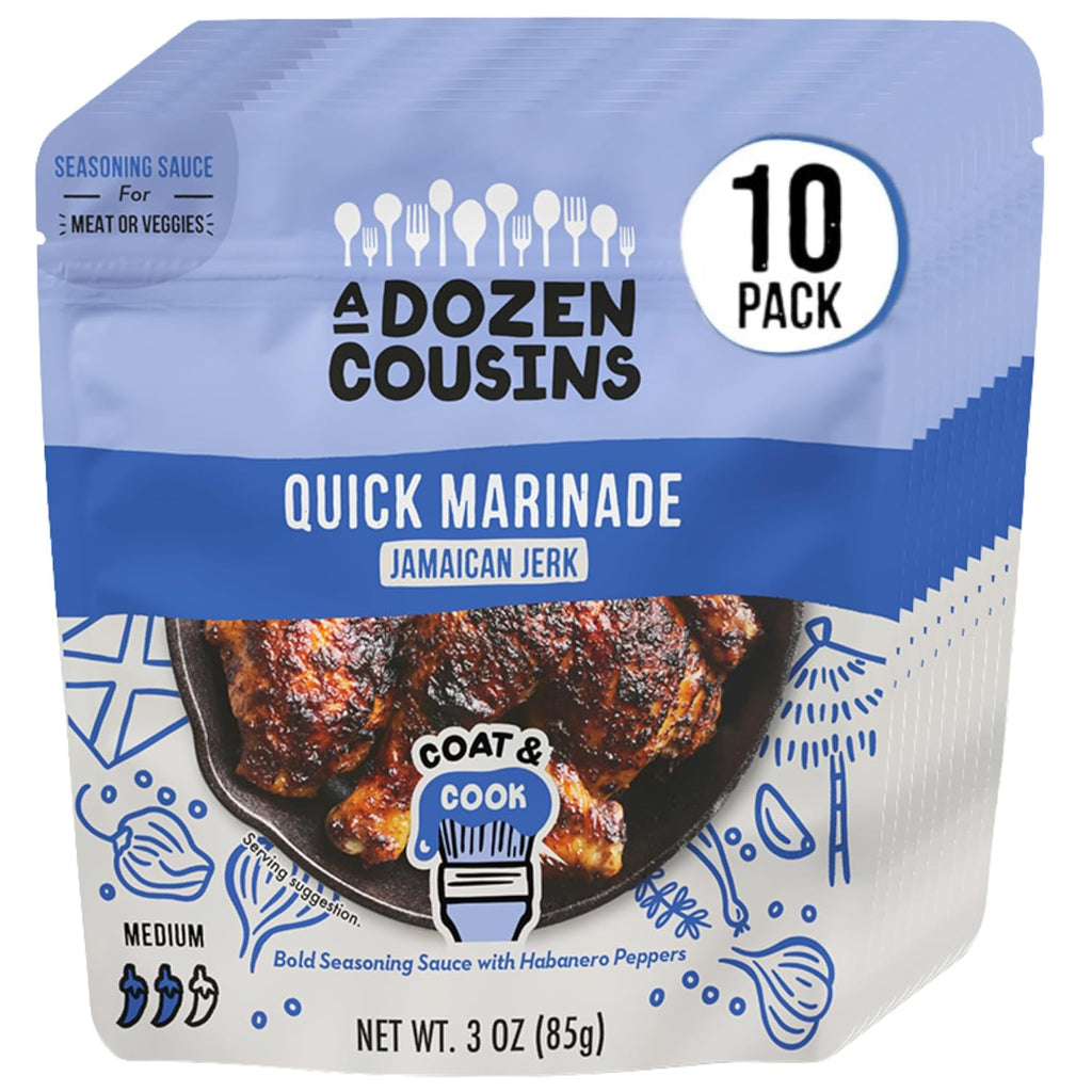 A Dozen Cousins Jamaican Jerk Sauce, 3 oz (Pack of 10) - Authentic Caribbean Flavor