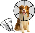 Lainergie Adjustable Soft Dog Cone Collar for After Surgery Recovery, Comfortable Pet Recovery Protective Collar for Medium Large Dogs, Elizabethan Dog Neck Collar (XL, Black)