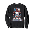 Patriotic Soccer Mom American Flag Sweatshirt - Aesthetic Graphic Unisex