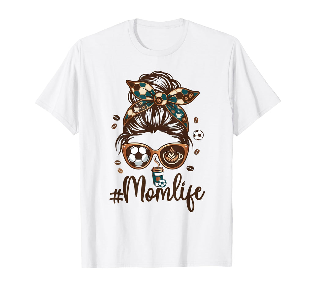 Soccer Mom Coffee Lover Messy Bun Game Day T-Shirt - Trendy Graphic Unisex