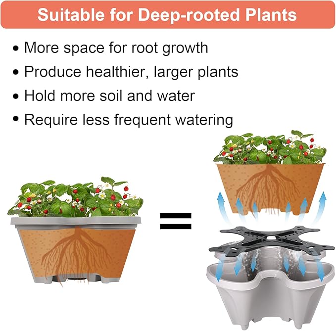 Vertical Planter 6 Tier Stackable Planters Garden Planters Strawberry Herb Flower and Vegetable Planter Indoor Outdoor Gardening Pots with Removable Wheels and Tools