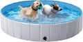Yaheetech Grey Hard Plastic Dog Pools for Small Medium Large Dogs Puppies Pet Collapsible Bath Pool Tub for Outdoor/Home Use, Pet Repair Patches Included, XL