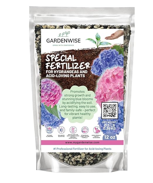 Slow Release Hydrangea Fertilizer with Iron & Sulfur – Indoor & Outdoor Soil Acidifier for Miracle Growth (12 oz)